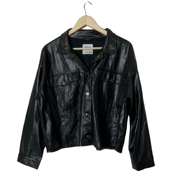 Zara Jackets & Coats Zara Oversized Drop Shoulder Snap Faux Leather